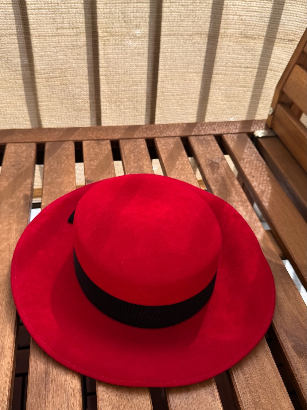 Skin Red Wool Felt Fedora with Black Ribbon - Picture 5 of 7